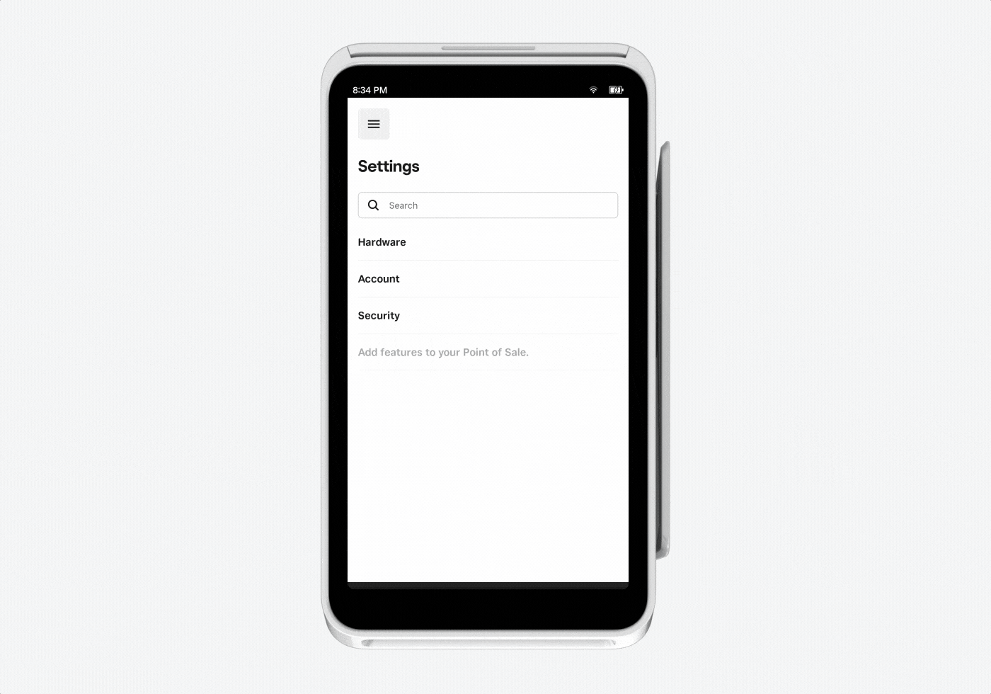 An animation demonstrating how to change the receipt option on the Square Terminal.