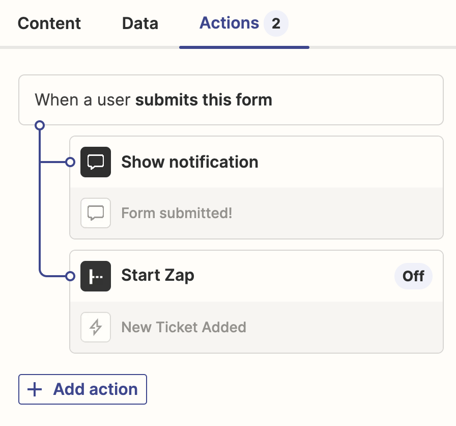 Screenshot of actions in Interfaces