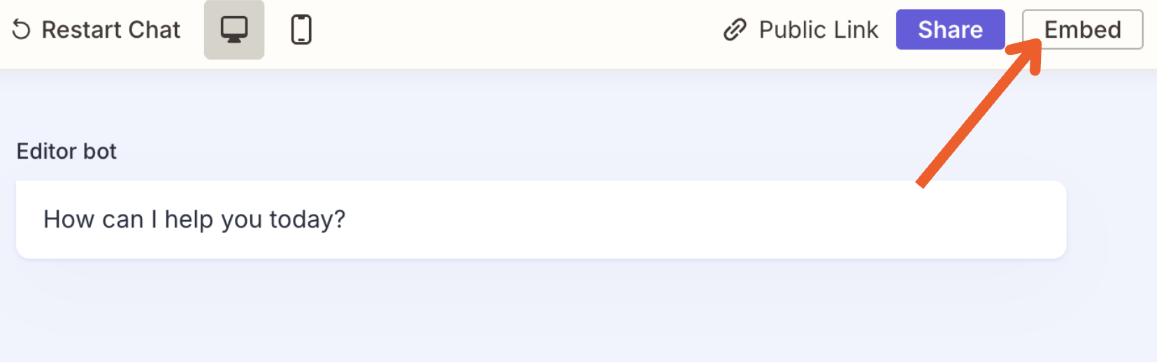 Screenshot of embed button