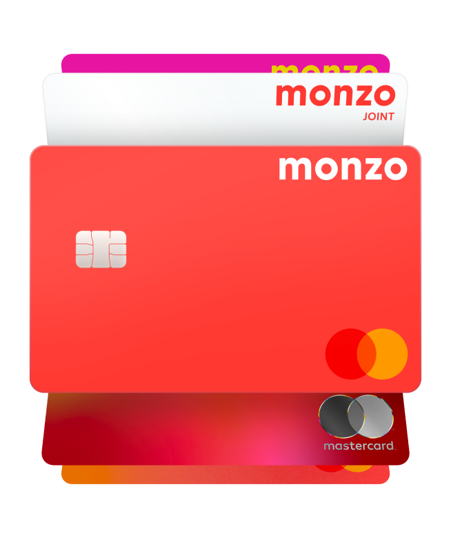 A carousel image of all of Monzo's different current accounts.